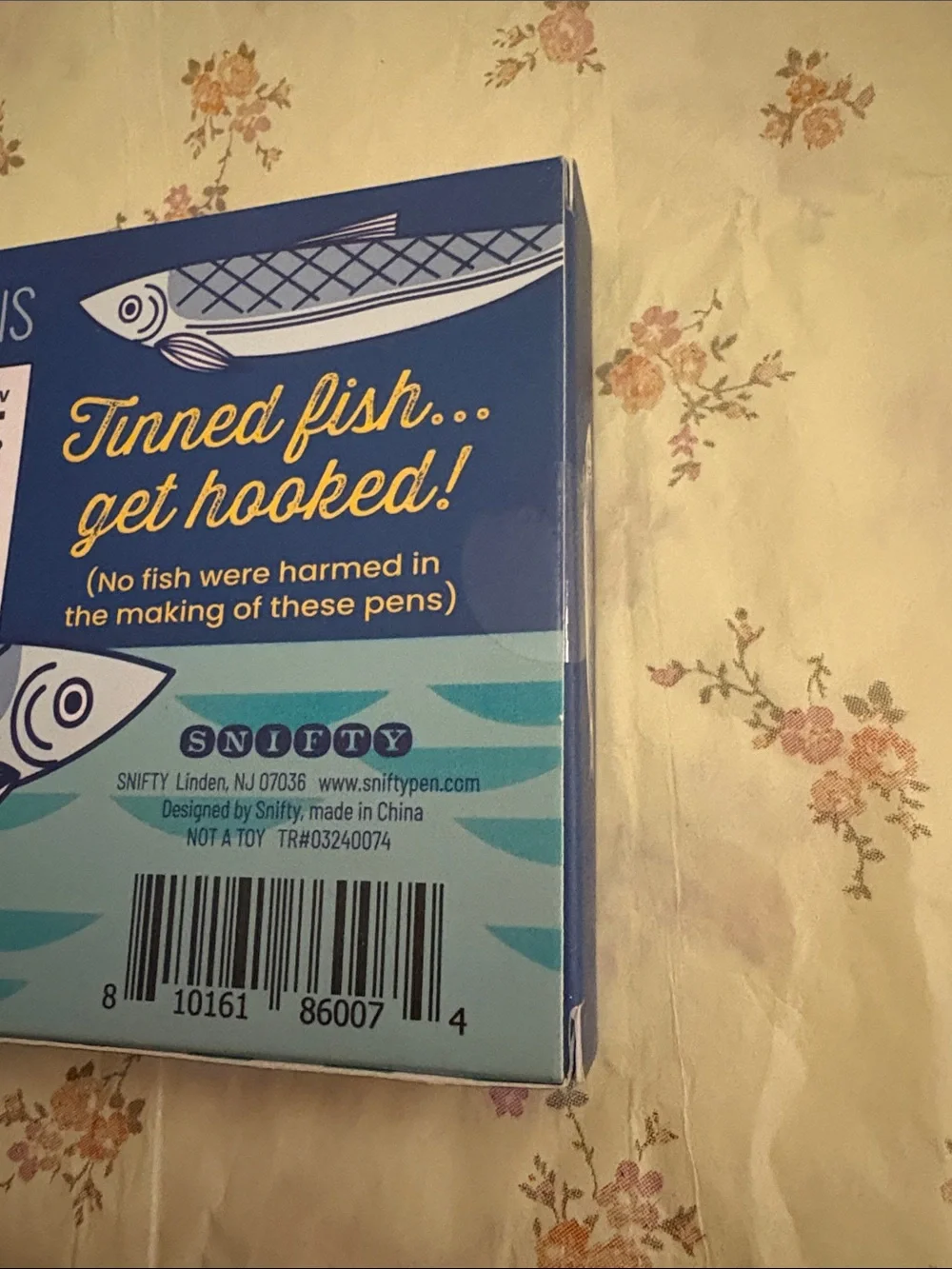 Sardines Tinned Pen Set - Blue Decorative Desk Pens (3-Pack)